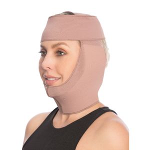 Faja de alta compresión para rostro, mentón y cuello postquirúrgica