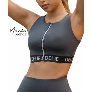 Top deportivo con cremallera y soporte ancho para el busto