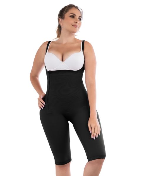 Faja postquirúrgica alta compresión a la rodilla con cierre lateral y control abdominal