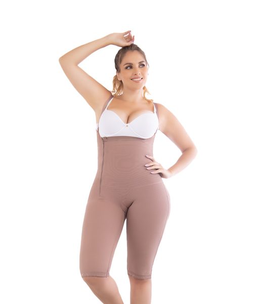 Faja postquirúrgica alta compresión a la rodilla con cierre lateral y control abdominal