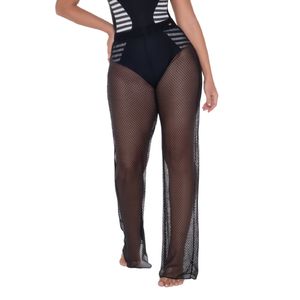 Pantalón playero suelto con control de cintura y protección UV