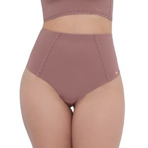 Panty cachetero en malla con control medio y encaje