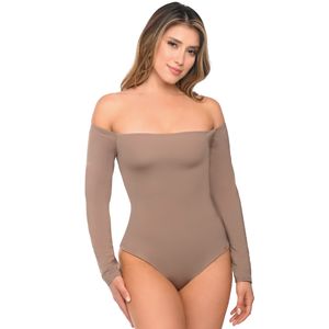 Body con control y ajuste de abdomen manga larga y panty invisible