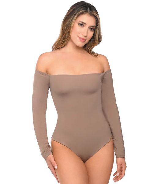 Body con control y ajuste de abdomen manga larga y panty invisible