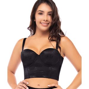 Brasier en encaje elástico con cubrimiento alto de abdomen y espalda
