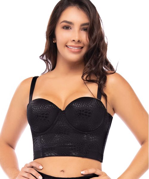 Brasier en encaje elástico con cubrimiento alto de abdomen y espalda