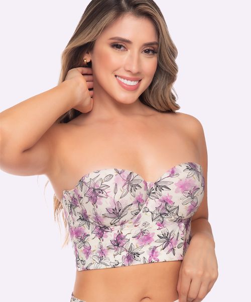 Brasier con realce de busto y cubrimiento alto cubrimiento en espalda con control