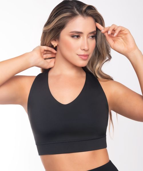 Top deportivo con soporte y control con tela lycra fresca para entrenamientos cómodos