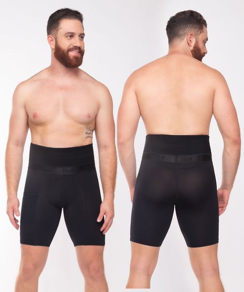 Bóxer largo de control con varillas, soporte testicular y bolsillo para guardar objetos personales