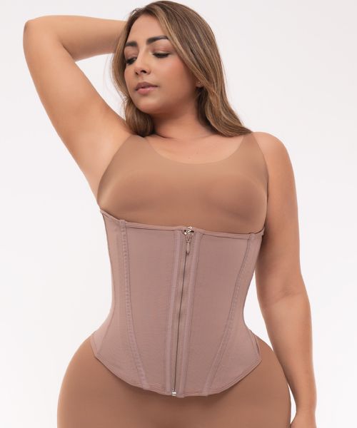 Cinturilla corset strapless de alto control con broches, cierre invisible y varillas