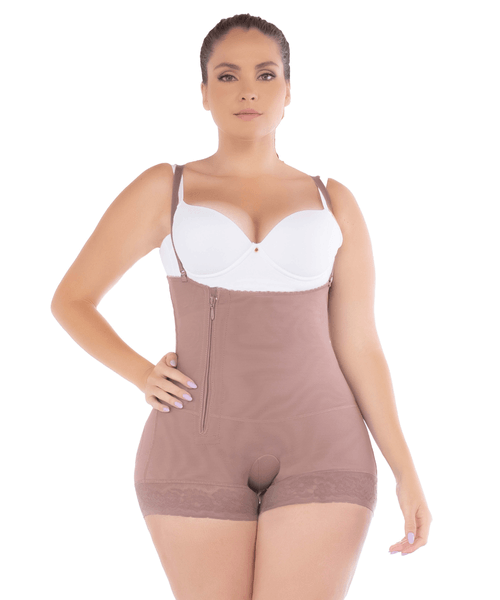 Faja tipo cachetera strapless postquirúrgica con cierre lateral y compresión abdominal