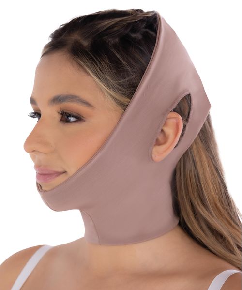 Mentonera postquirúrgica facial con soporte ajustable y compresión