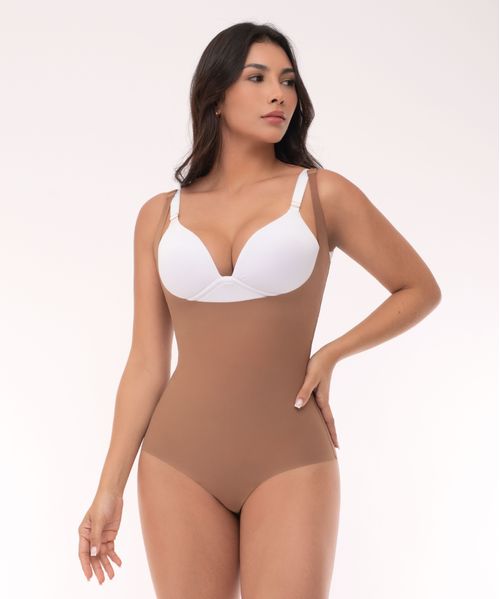 Body invisible sin costuras de busto libre con compresión uniforme en abdomen y cintura
