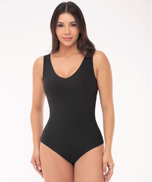 Body de moldeo tela lisa sin costuras de compresión uniforme en abdomen y cintura