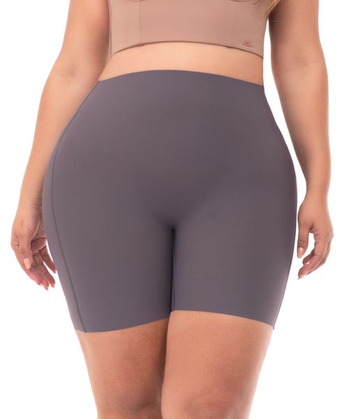 Short tela lisa sin costuras de control medio en abdomen y cintura con efecto invisible en piernas color gris