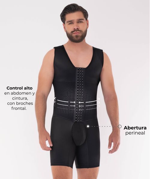 Faja masculina de control medio en Power y lycra que moldea todo el cuerpo