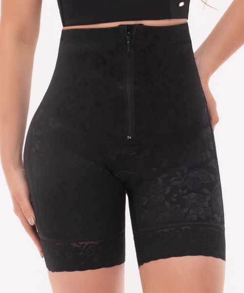 Short flowers luxury con realce de glúteos y moldeo abdominal negro