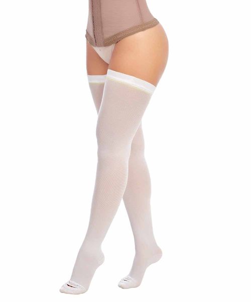 Medias antiembólicas de compresión para muslo que previenen la trombosis y mejoran la circulación