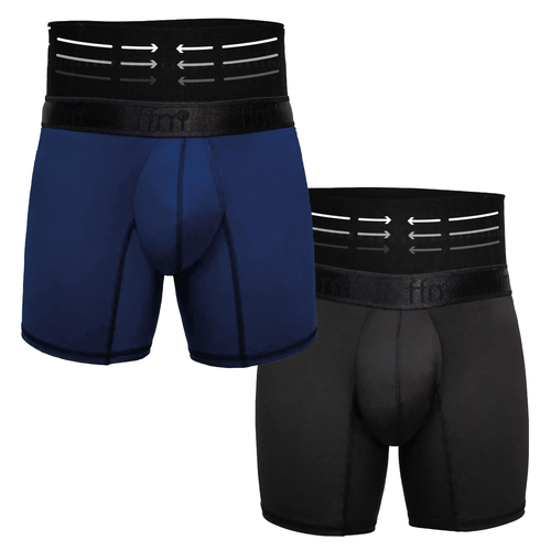 Pack x 2 bóxers con control abdominal y varillas de soporte lateral azul y negro