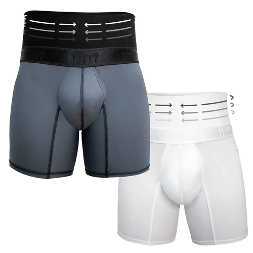 Pack x 2 bóxers con control abdominal y varillas de soporte lateral gris y blanco