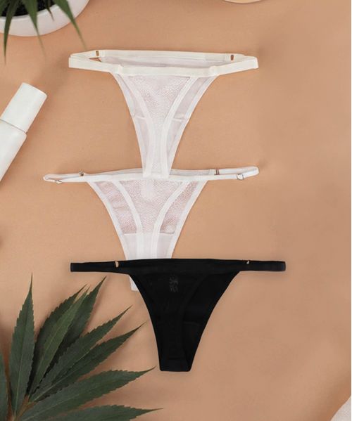 Tripack Panty Brasilero Mujer Blanco y Negro