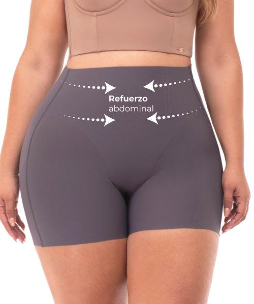 Short con varillas tela lisa sin costuras de control medio en zona abdominal y realce en los glúteos color gris