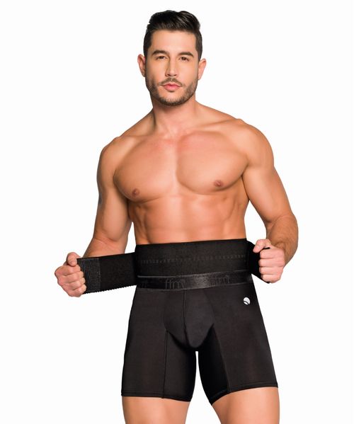 Bóxer masculino de control con varillas laterales y soporte abdominal